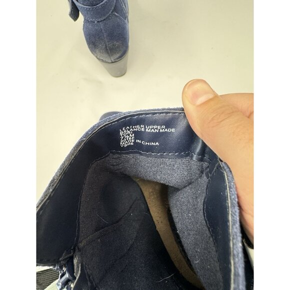 NEW Earth Origins Tori Dark Blue Water Repellent Suede Zip Up Heeled Boot Sz 7.5 - Picture 9 of 11